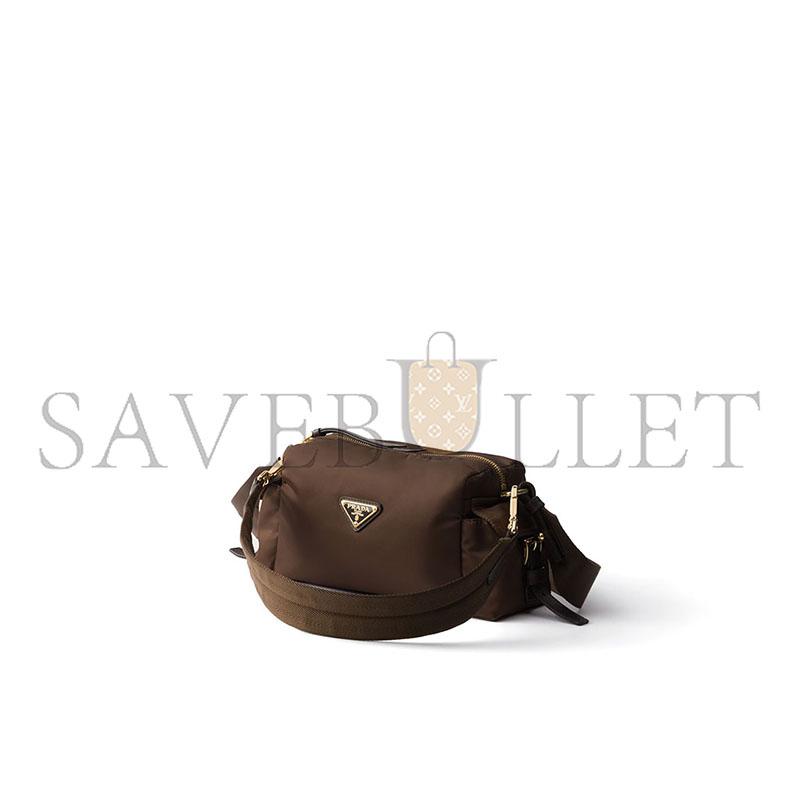 PRADA EXPLORE SMALL RE-NYLON AND LEATHER SHOULDER BAG 1BH232 (25*12.5*9.5cm)
